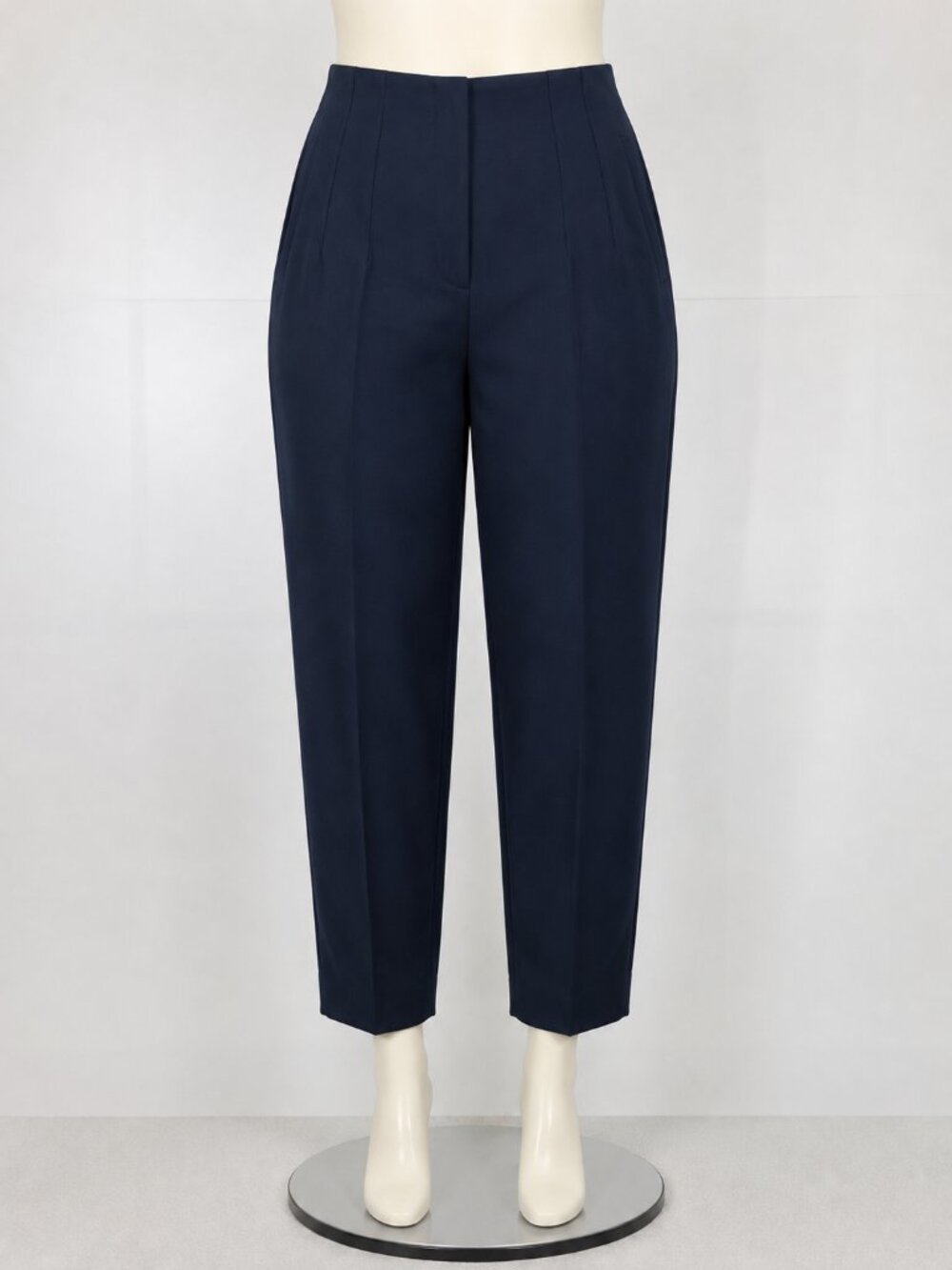 Zara High Waisted Tailored Tapered Pants Black Pleated Ankle Size L